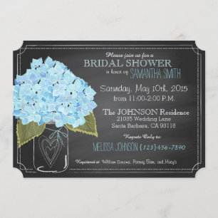 Invitation Fête de la mariée bleue de tableau de pot