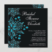Invitation Fête de la mariée bleue élégante d'hiver de (Devant / Derrière)