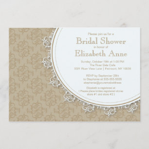 Invitation Fête de la mariée Brown moderne élégante de