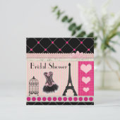 Invitation Fête de la mariée chic de Paris de rose de Tour (Debout devant)