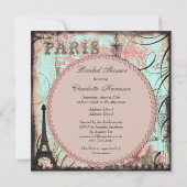 Invitation Fête de la mariée chic de Tour Eiffel et de lustre (Dos)