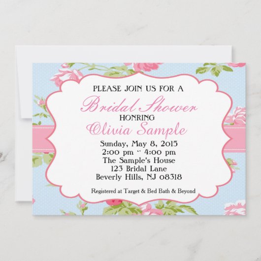 Invitation Fête de la mariée chic minable (Devant)