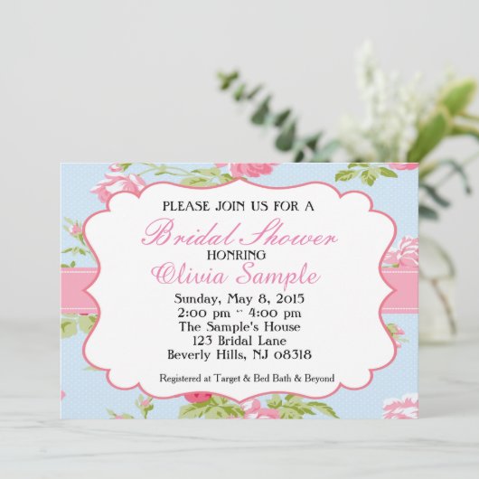 Invitation Fête de la mariée chic minable (Debout devant)