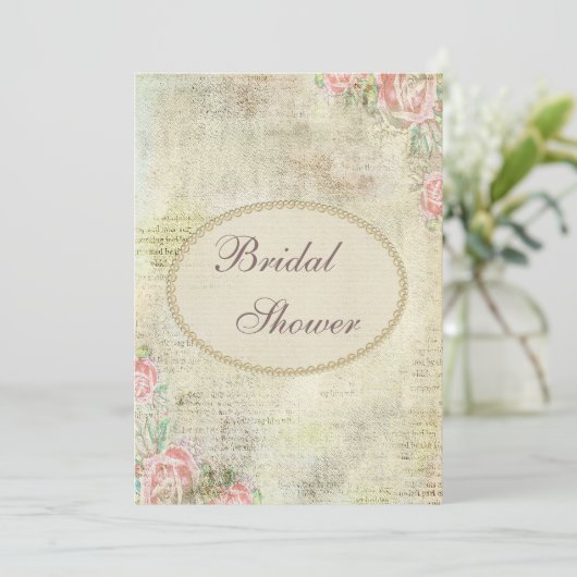 Invitation Fête de la mariée chic minable de perles et de (Debout devant)