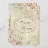 Invitation Fête de la mariée chic minable de perles et de (Devant / Derrière)