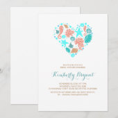 Invitation Fête de la mariée côtière nautique de coeur blanc (Devant / Derrière)