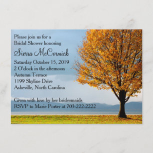 Invitation Fête de la mariée d'arbre d'érable d'automne de