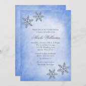 Invitation Fête de la mariée de bleu de flocons de neige (Devant / Derrière)