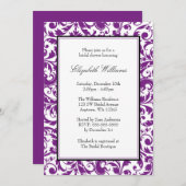 Invitation Fête de la mariée de damassé de remous de pourpre (Devant / Derrière)