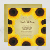 Invitation Fête de la mariée de frontière de tournesol (Devant / Derrière)
