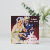 Invitation Fête de la mariée de jeune mariée et de sort (Debout devant)