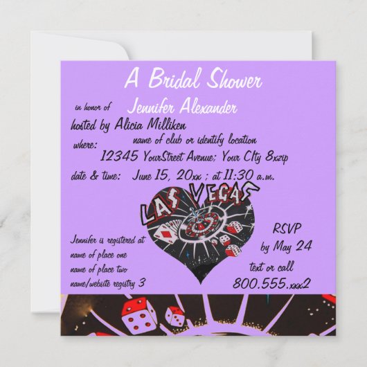 Invitation Fête de la mariée de Las Vegas (Devant)