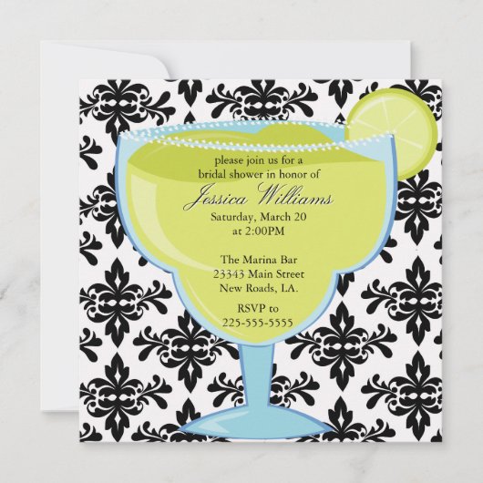 Invitation Fête de la mariée de margarita de damassé (Devant)