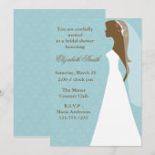 Invitation Fête de la mariée de motif de damassé d'Aqua (Devant / Derrière)