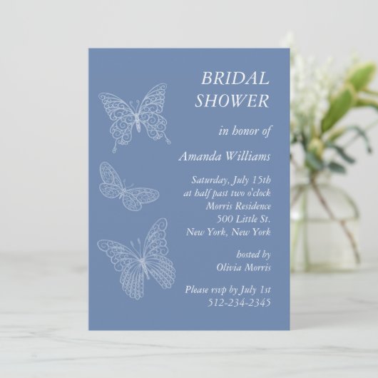 Invitation Fête de la mariée de papillon (Debout devant)