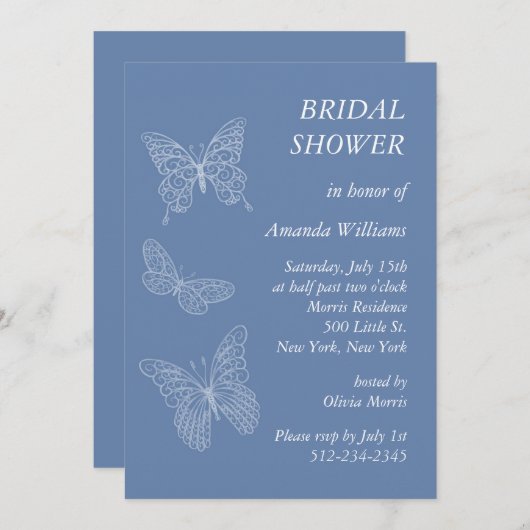 Invitation Fête de la mariée de papillon (Devant / Derrière)