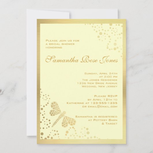 Invitation Fête de la mariée de Pointillism de libellule (Devant)