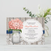 Invitation Fête de la mariée de pot de maçon d'hortensia de (Debout devant)