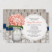 Invitation Fête de la mariée de pot de maçon d'hortensia de (Devant / Derrière)