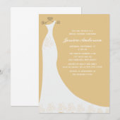 Invitation Fête de la mariée de robe de mariage de Champagne (Devant / Derrière)