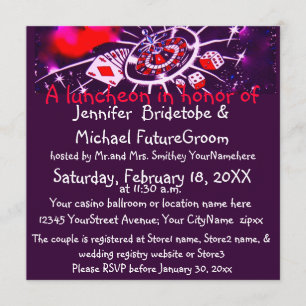 Invitation Fête de la mariée de thème de casino de Las Vegas