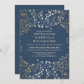 Invitation Fête de la mariée du souffle du bébé de marine (Devant / Derrière)