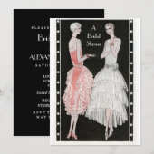 Invitation Fête de la mariée élégante d'ailerons des années (Devant / Derrière)