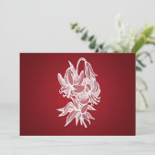 Invitation Fête de la mariée élégante de bouquet rouge de lis (Debout devant)