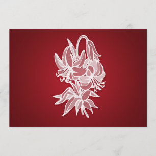 Invitation Fête de la mariée élégante de bouquet rouge de lis