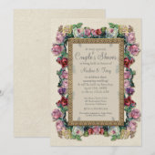 Invitation Fête de la mariée élégante formelle florale de (Devant / Derrière)
