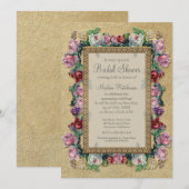 Invitation Fête de la mariée élégante formelle florale de (Devant / Derrière)