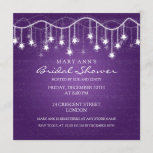 Invitation Fête de la mariée élégante miroitant des étoiles