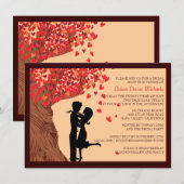 Invitation Fête de la mariée en baisse de chêne de coeurs de (Devant / Derrière)