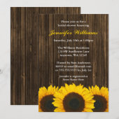 Invitation Fête de la mariée en bois de grange de tournesol (Devant / Derrière)