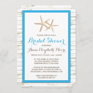 Invitation Fête de la mariée en bois de plage blanchie par