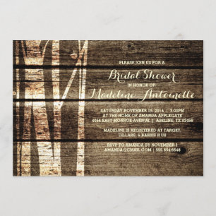 Invitation Fête de la mariée en bois d'hiver d'arbres de