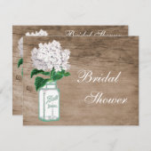 Invitation Fête de la mariée en bois rustique de pot et (Devant / Derrière)