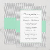 Invitation Fête de la mariée en bon état et grise de Chevron (Devant / Derrière)