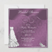 Invitation Fête de la mariée fascinante de pourpre de robe de (Dos)