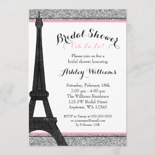 Invitation Fête de la mariée fascinante rose de Paris