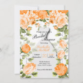Invitation Fête de la mariée - fleurs botaniques oranges (Devant)