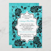 Invitation Fête de la mariée florale blanche de damassé de (Devant / Derrière)