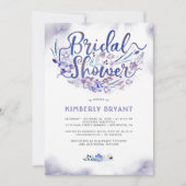 Invitation Fête de la mariée florale bleue d'aquarelle de (Devant)