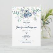 Invitation Fête de la mariée florale d'aquarelle (Debout devant)