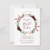 Invitation Fête de la mariée florale de Bourgogne d'aquarelle (Devant)