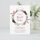 Invitation Fête de la mariée florale de Bourgogne d'aquarelle (Debout devant)