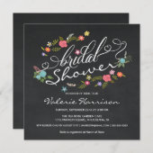 Invitation Fête de la mariée florale de fantaisie de tableau (Devant / Derrière)