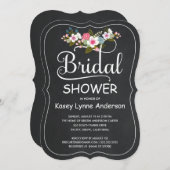 Invitation Fête de la mariée florale de guirlande de tableau (Devant / Derrière)