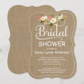 Invitation Fête de la mariée florale de guirlande de toile de (Devant / Derrière)