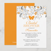 Invitation Fête de la mariée florale de papillon assez orange (Devant / Derrière)
